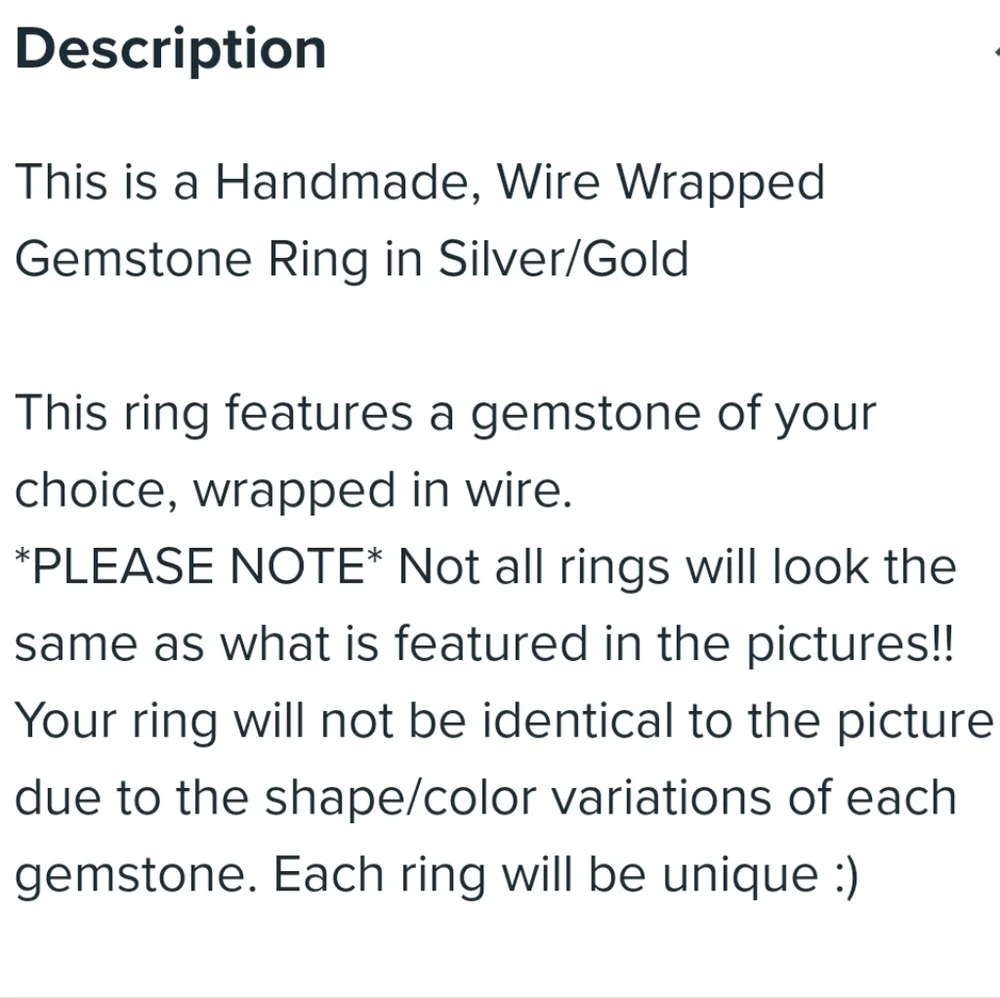 NEW handmade artisan gemstone wire wrap ring clear quartz or green adventurine